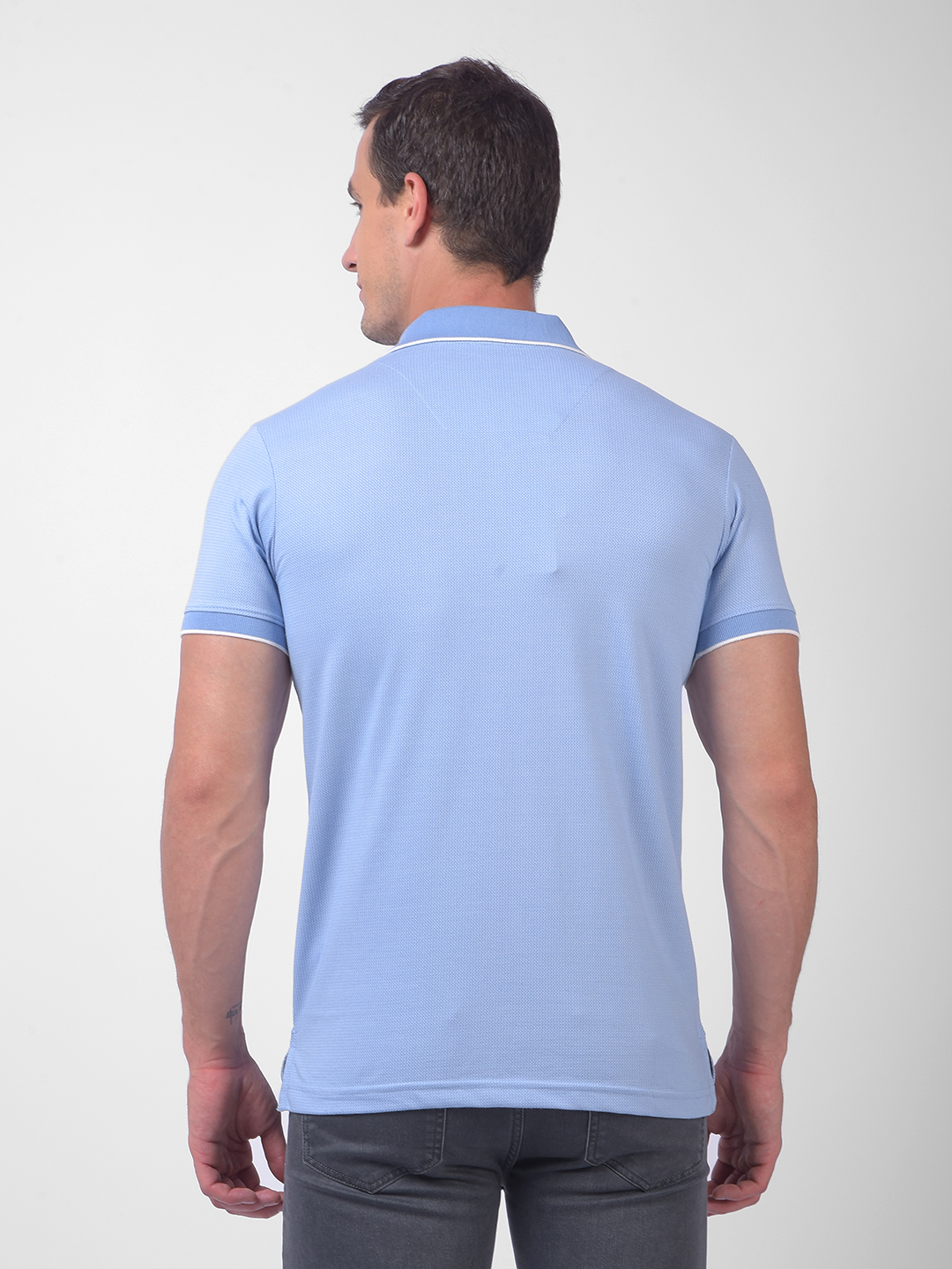 Numero Uno Men Light Blue Polo Neck T-Shirt